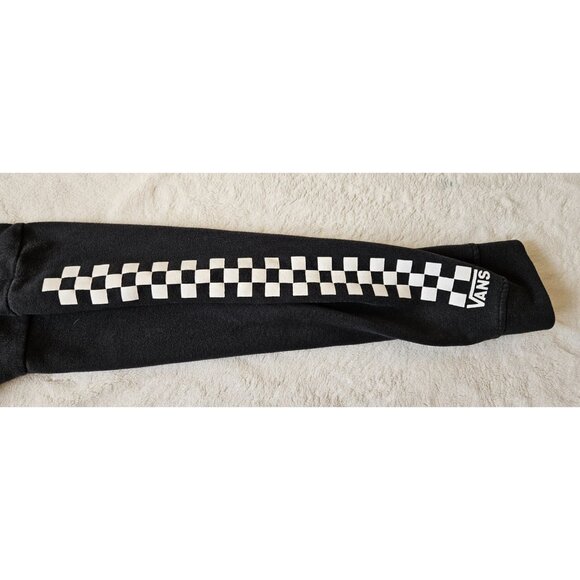 Vans Sweatshirt Womens Large Black Long Sleeve Pullover Checker Sleeve - Picture 9 of 13